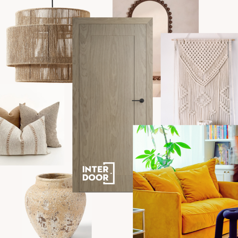 Moodboard drzwi LOGGIA w NATURA dąb rimini flader - wnętrze w stylu boho