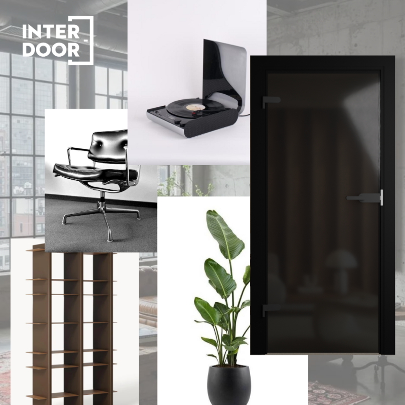 Moodboard drzwi szklane w stylu loftowym nowoczesnym